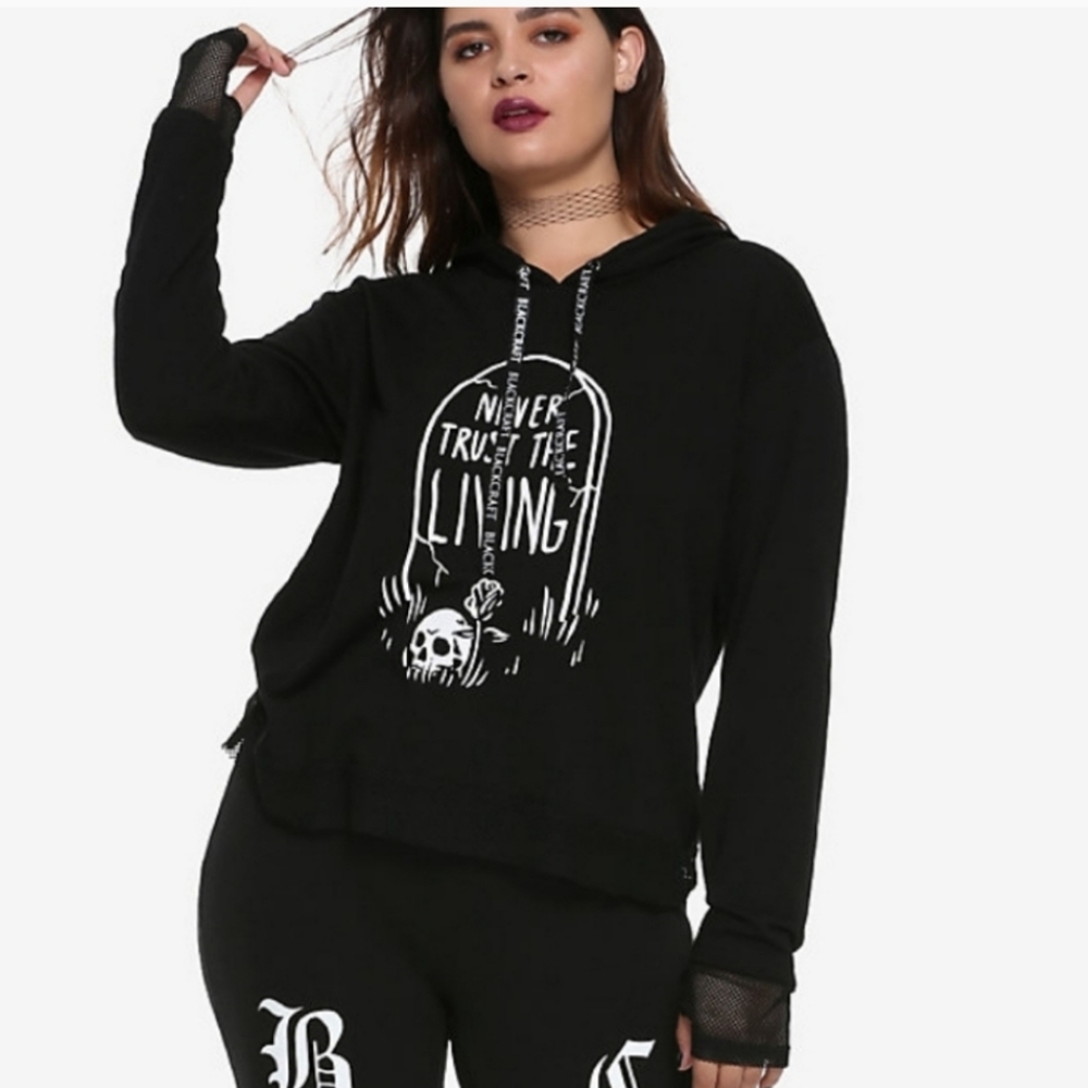 MAKEOFFER BlackCraft Cult Never Trust the Living Hoodie Fishnet